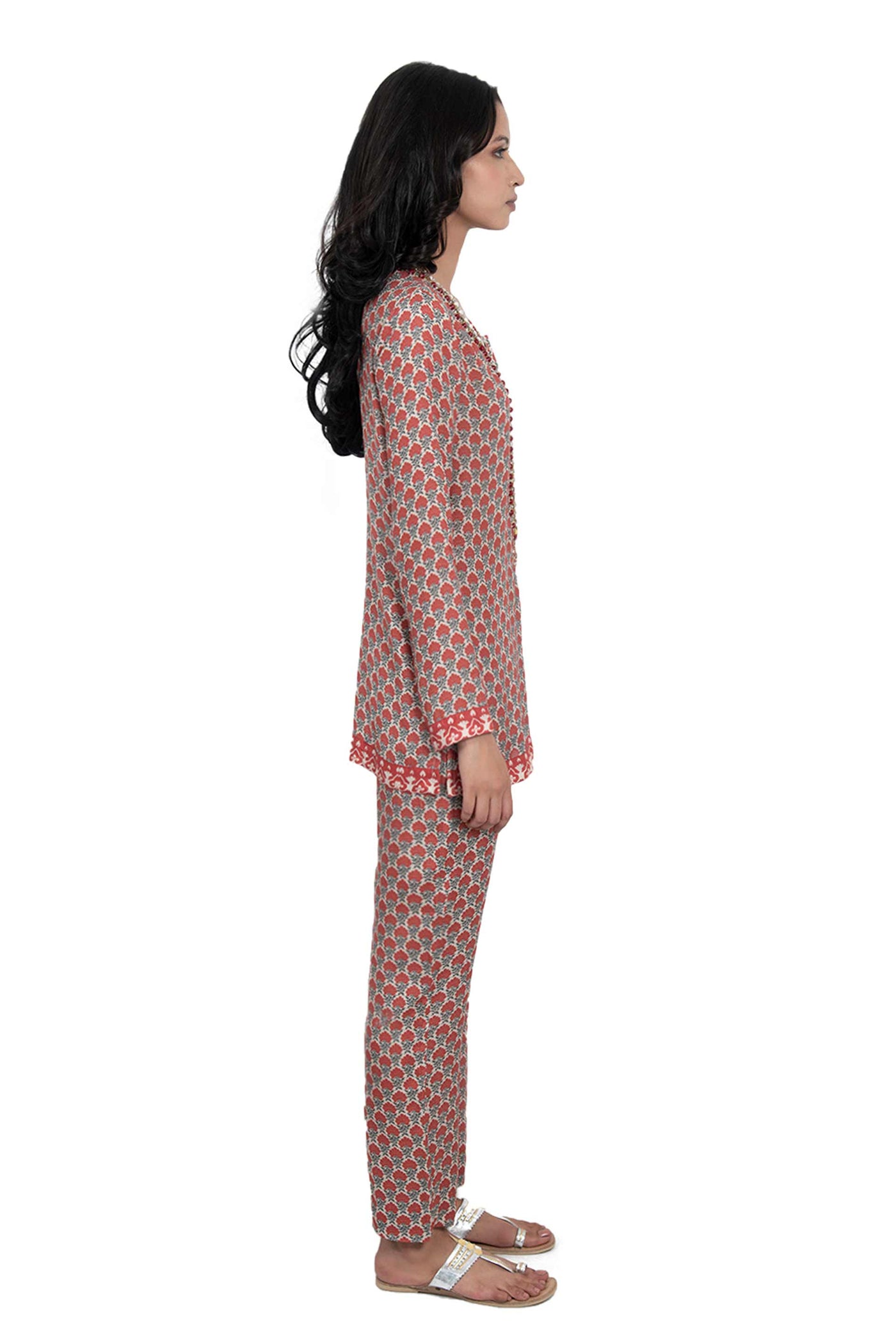 Monisha jaising Red Butti Set online shopping melange singapore indian designer wear