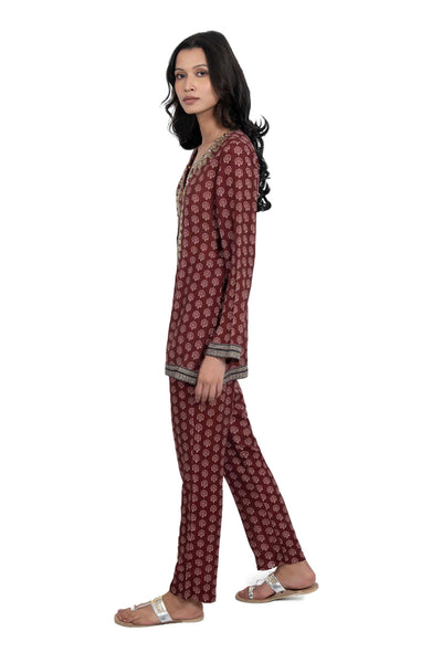 monisha jaising Shalimar Bagh Twin Set maroon red online shopping melange singapore indian designer wear