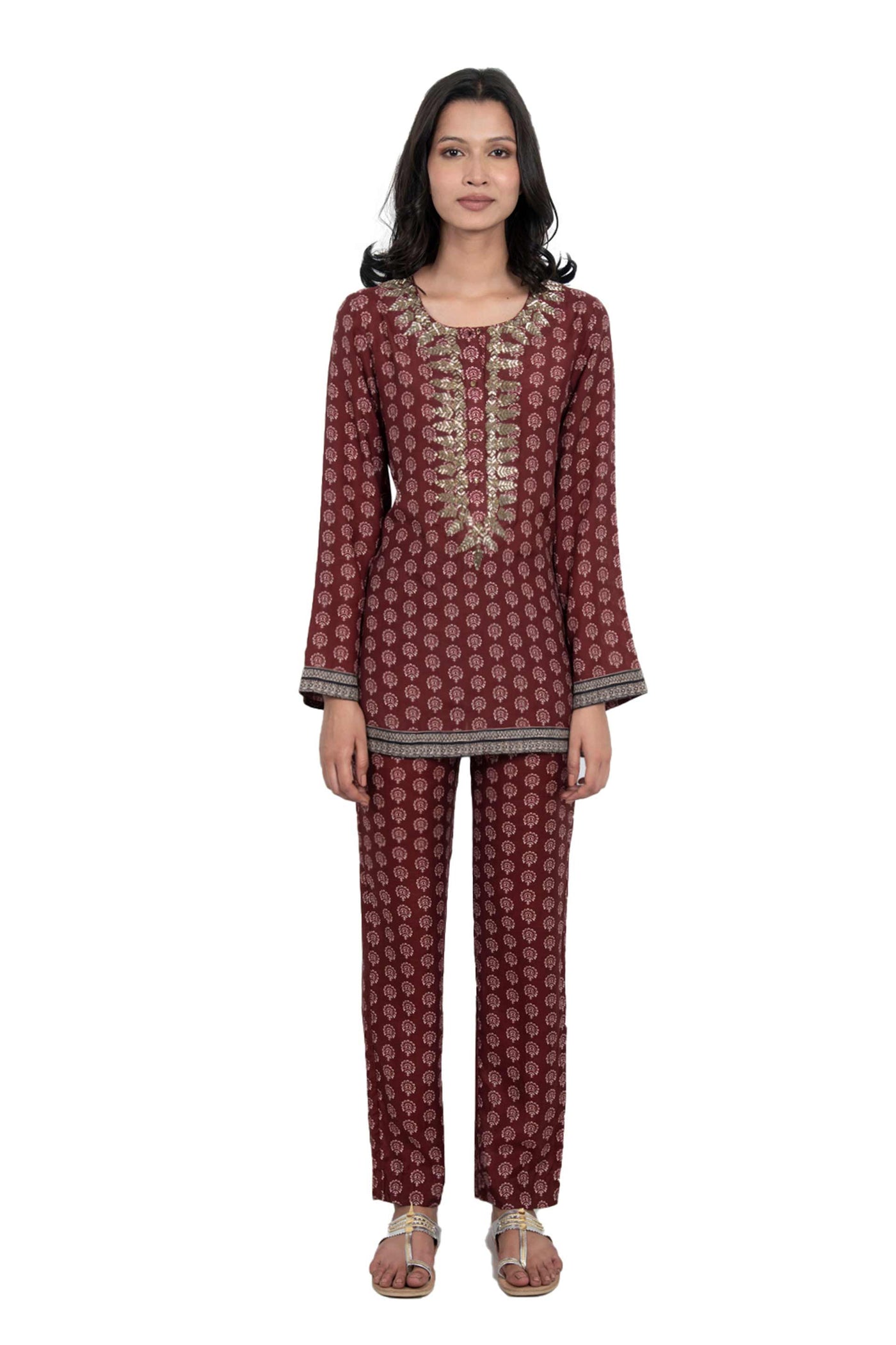 monisha jaising Shalimar Bagh Twin Set maroon red online shopping melange singapore indian designer wear