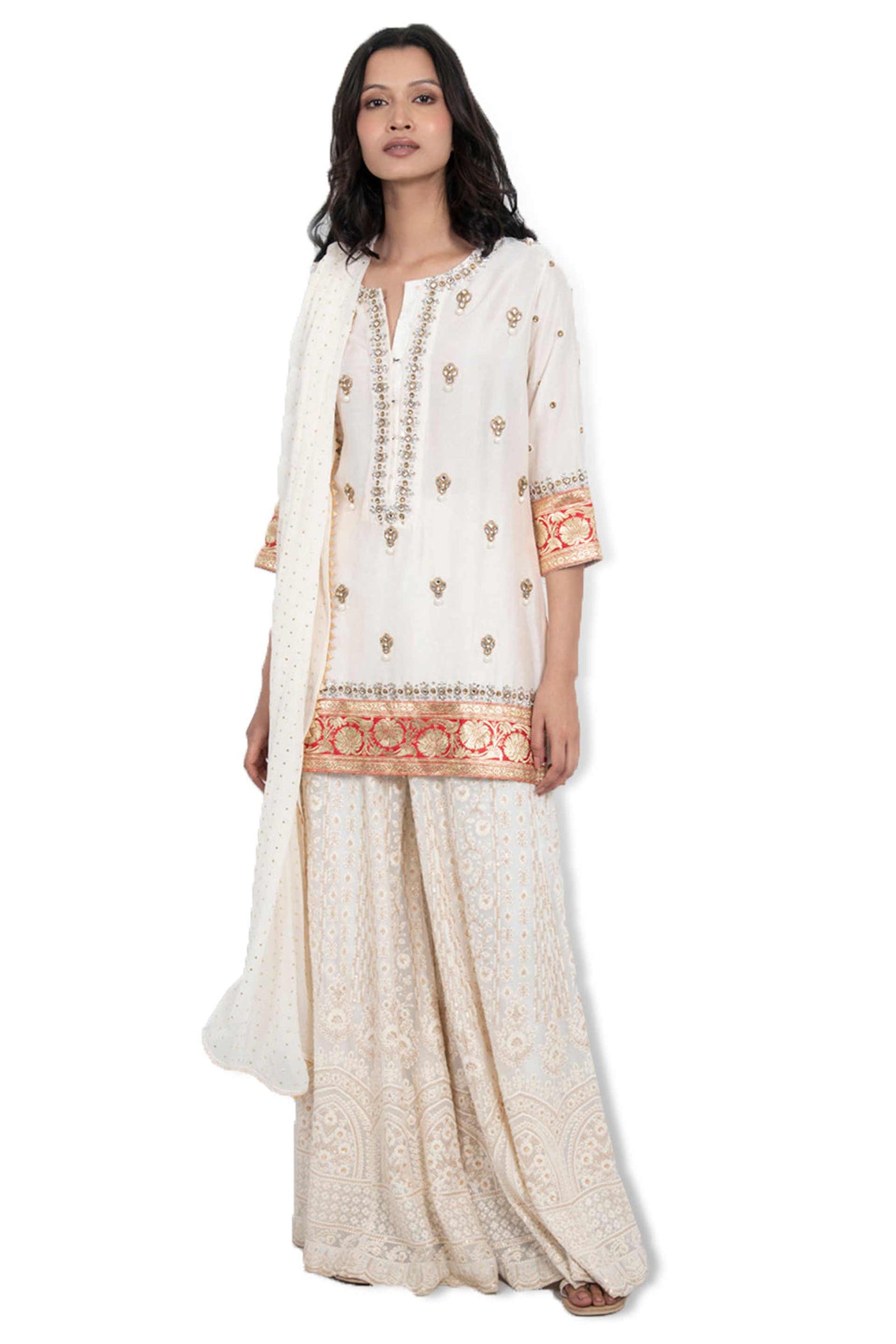 monisha jaising Taj Sharara white online shopping melange singapore indian designer wear