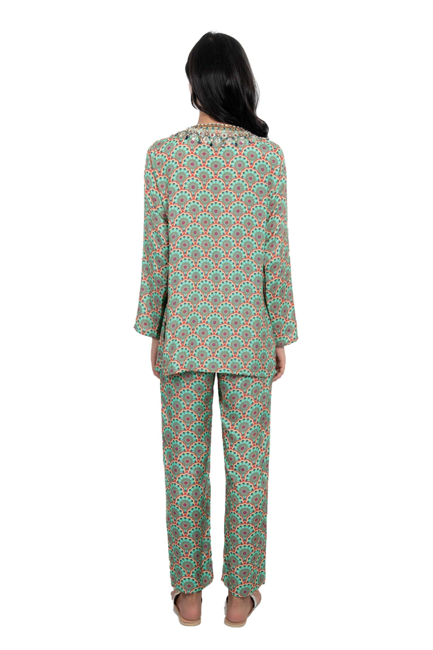 Monisha jaising Vintage Moroccan Set green online shopping melange singapore indian designer wear