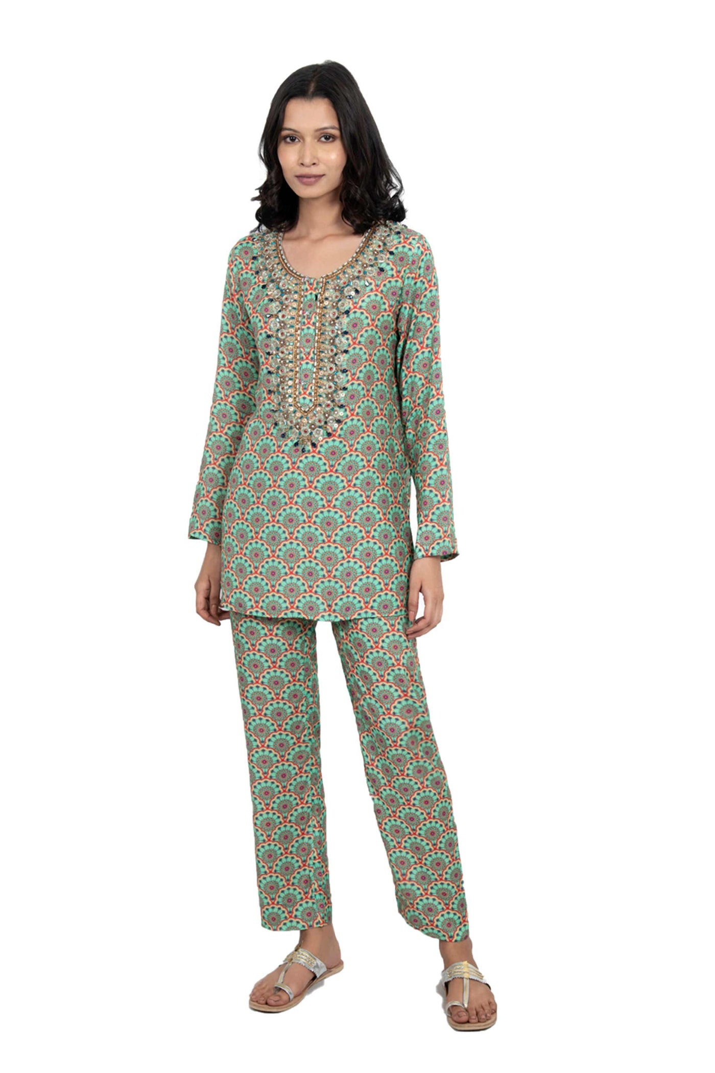 Monisha jaising Vintage Moroccan Set green online shopping melange singapore indian designer wear