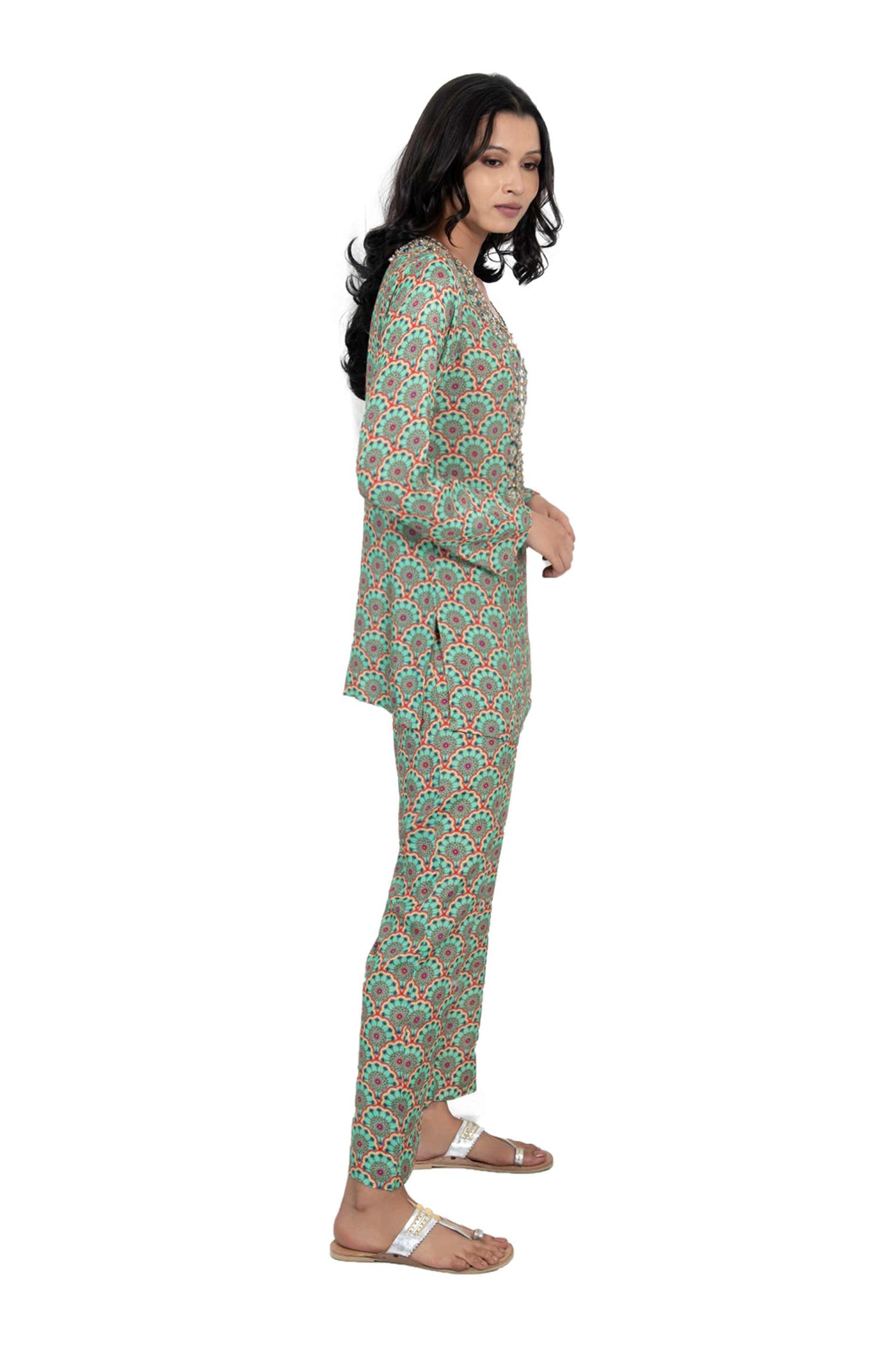 Monisha jaising Vintage Moroccan Set green online shopping melange singapore indian designer wear