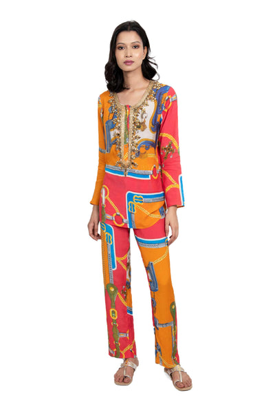 Monisha jaising Vintage Scarf Set red orange online shopping melange singapore indian designer wear