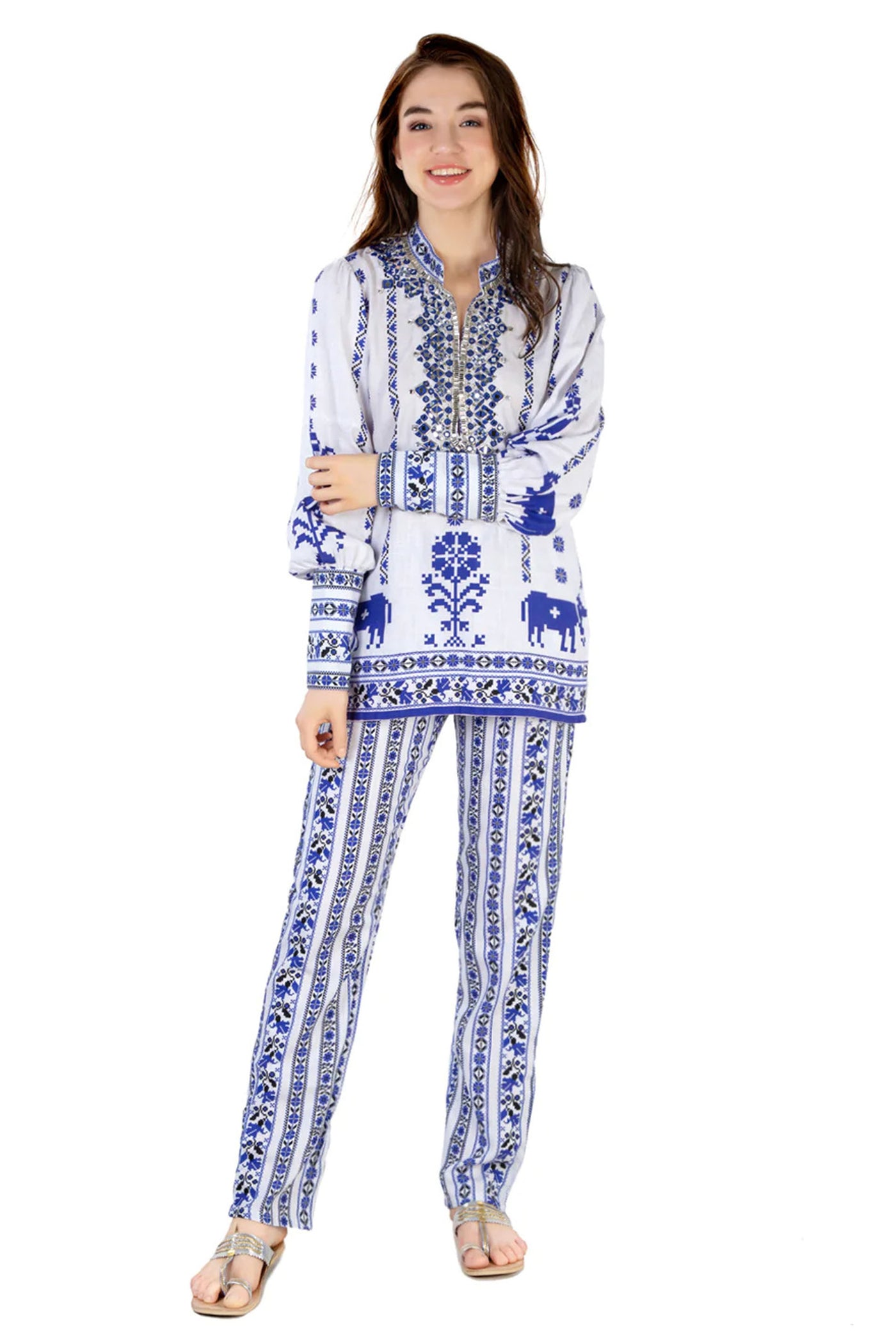 Monisha Jaising Folklore Set blue online shopping melange singapore indian designer wear