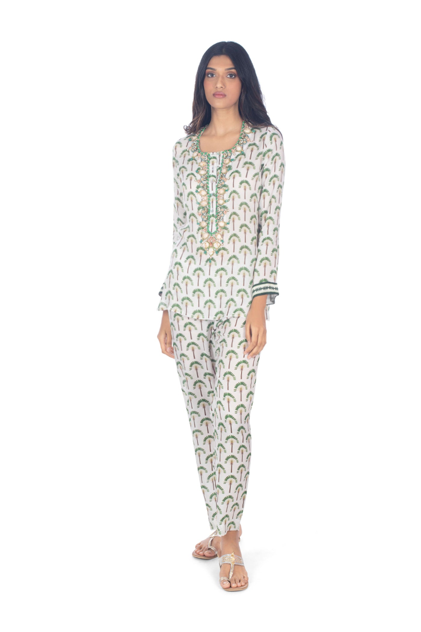 Monisha Jaising Palm Tree Set green online shopping melange singapore indian designer wear