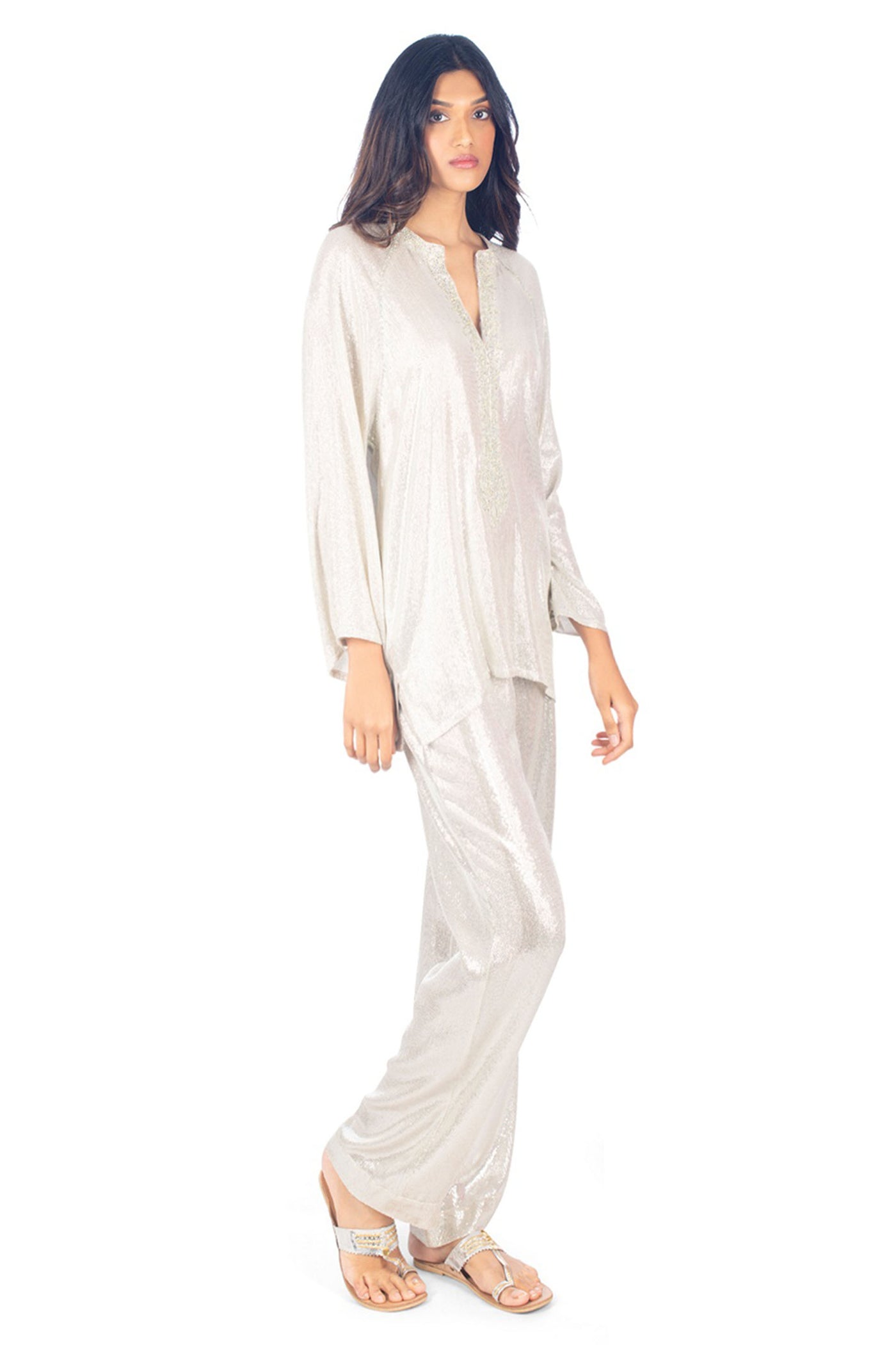 Monisha Jaising Silver Shimmer Set online shopping melange singapore indian designer wear