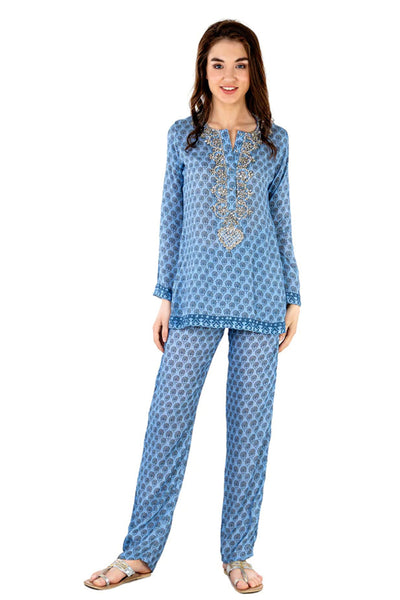 Monisha Jaising Turquish Fan Set blue online shopping melange singapore indian designer wear