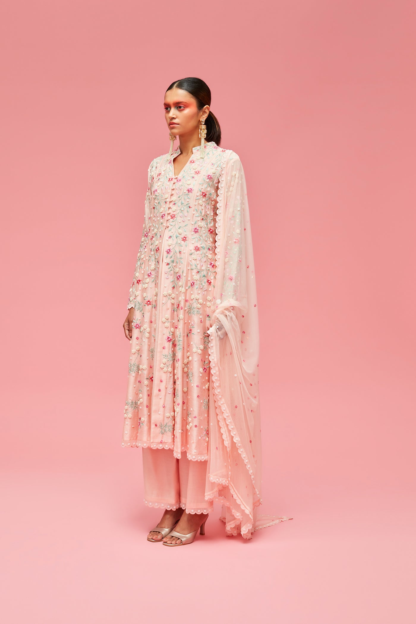 nachiket barve Nishat Bagh Kalidar Kurta With Slip And Scallop Edged Palazzos And Izmir Embroidered Tulle Dupatta festive fusion Indian designer wear online shopping melange singapore