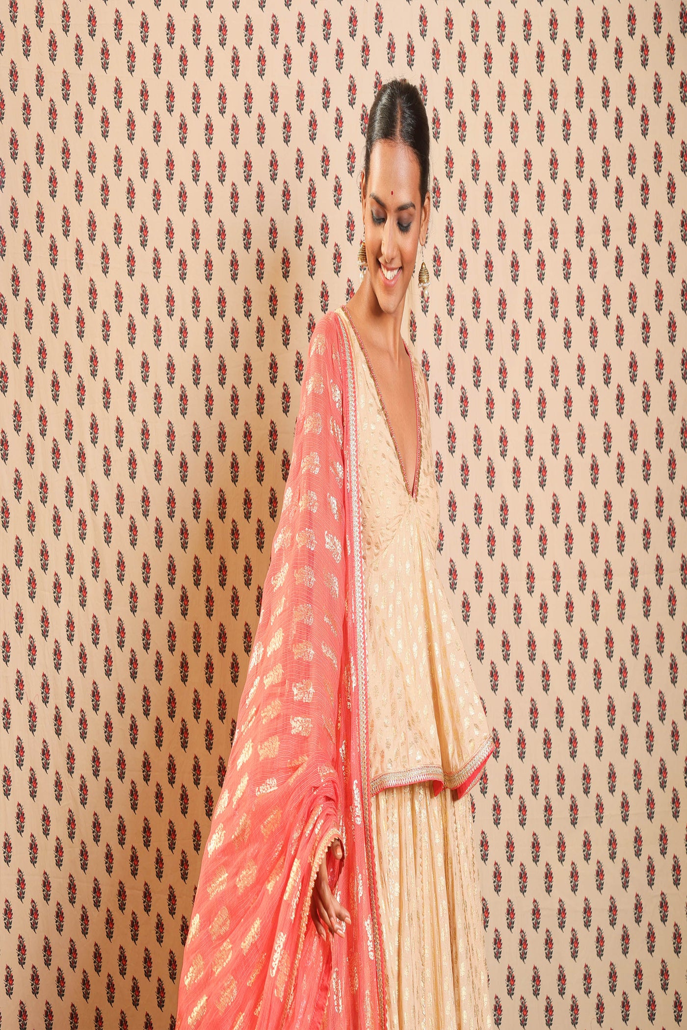 Nikasha  Light Camel Cotton Silk Lehenga With Blouse And Dupatta festive Indian designer wear online shopping melange singapore