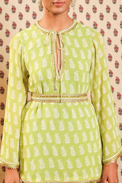 Lime Green Georgette Kurta Set