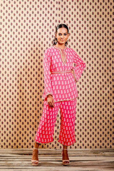 Nikasha Mithai Pink Georgette Kurta Set festive Indian designer wear online shopping melange singapore