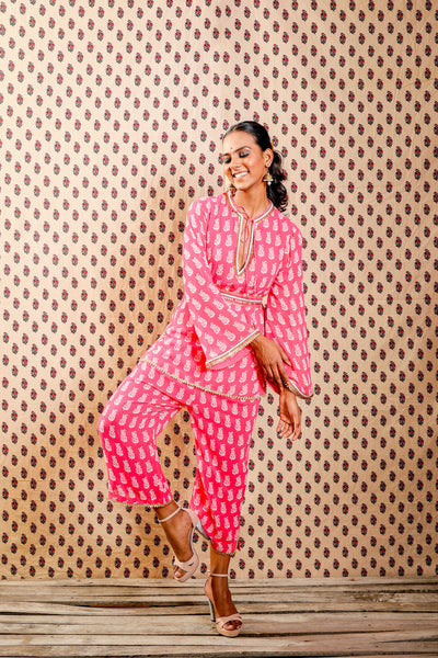Nikasha Mithai Pink Georgette Kurta Set festive Indian designer wear online shopping melange singapore
