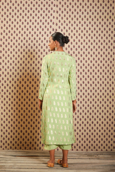 Nikasha Pista Green Angrakha With Pants And Kota Doria Dupatta festive Indian designer wear online shopping melange singapore
