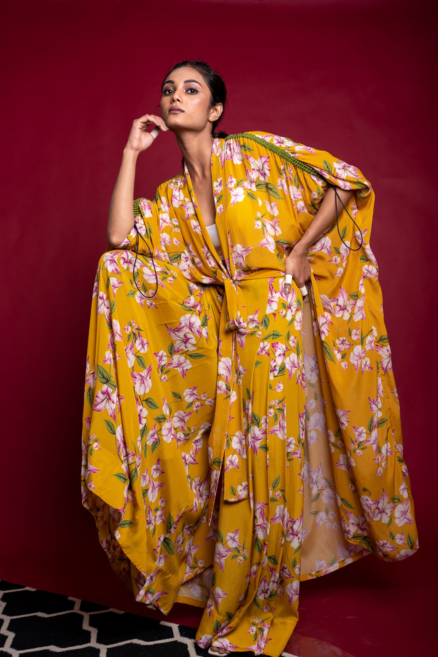 Nupur Kanoi Big Jacket With Pleated Pants Set Yellow Online Shopping Melange Singapore Indian Designer Wear