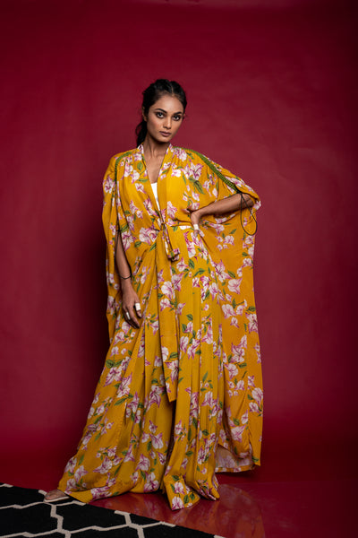 Nupur Kanoi Big Jacket With Pleated Pants Set Yellow Online Shopping Melange Singapore Indian Designer Wear