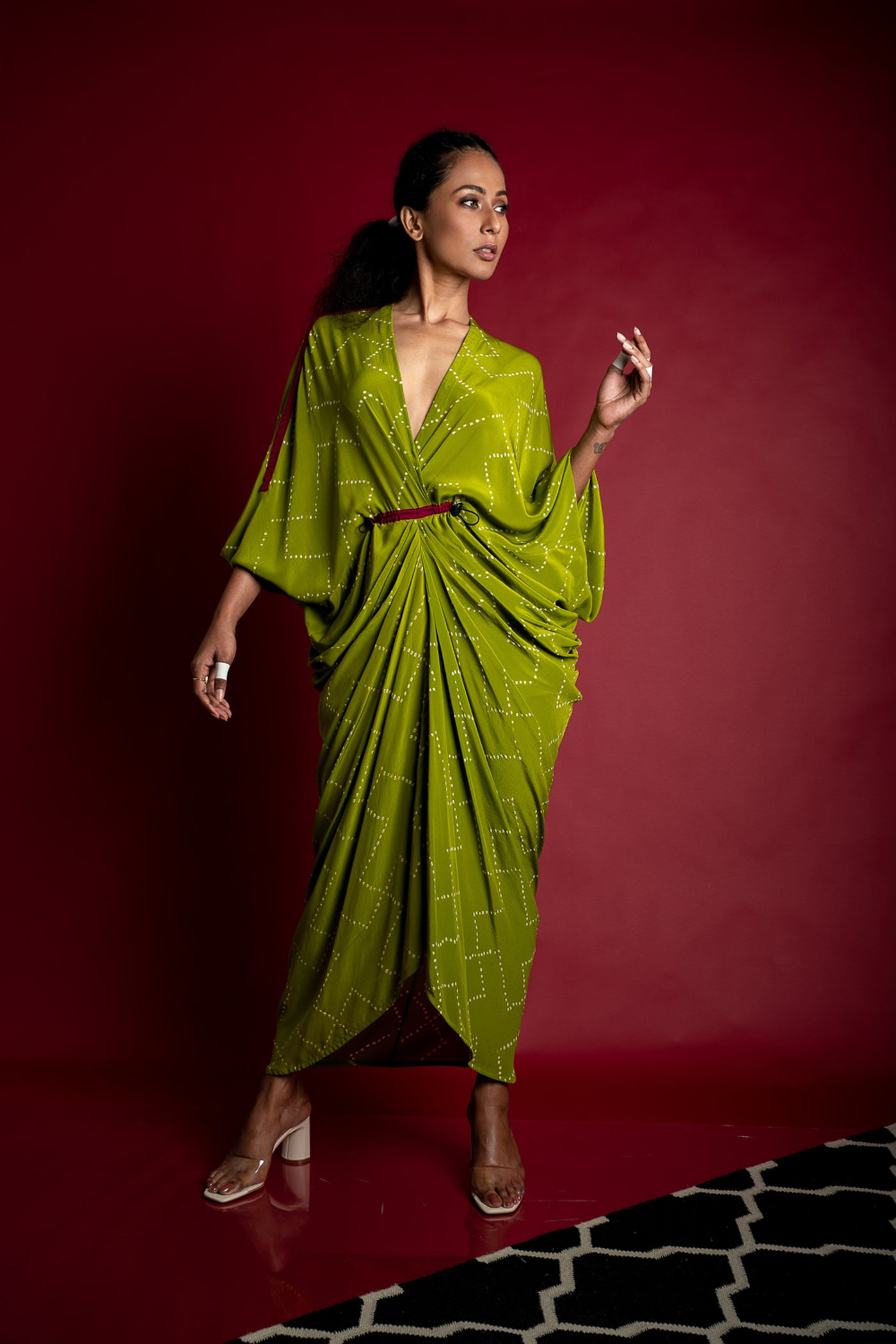 Nupur Kanoi Drawstring Kite Dress Pista Green Online Shopping Melange Singapore Indian Designer Wear