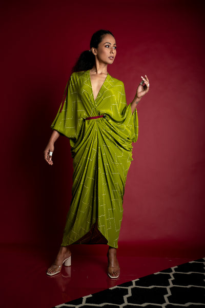 Nupur Kanoi Drawstring Kite Dress Pista Green Online Shopping Melange Singapore Indian Designer Wear