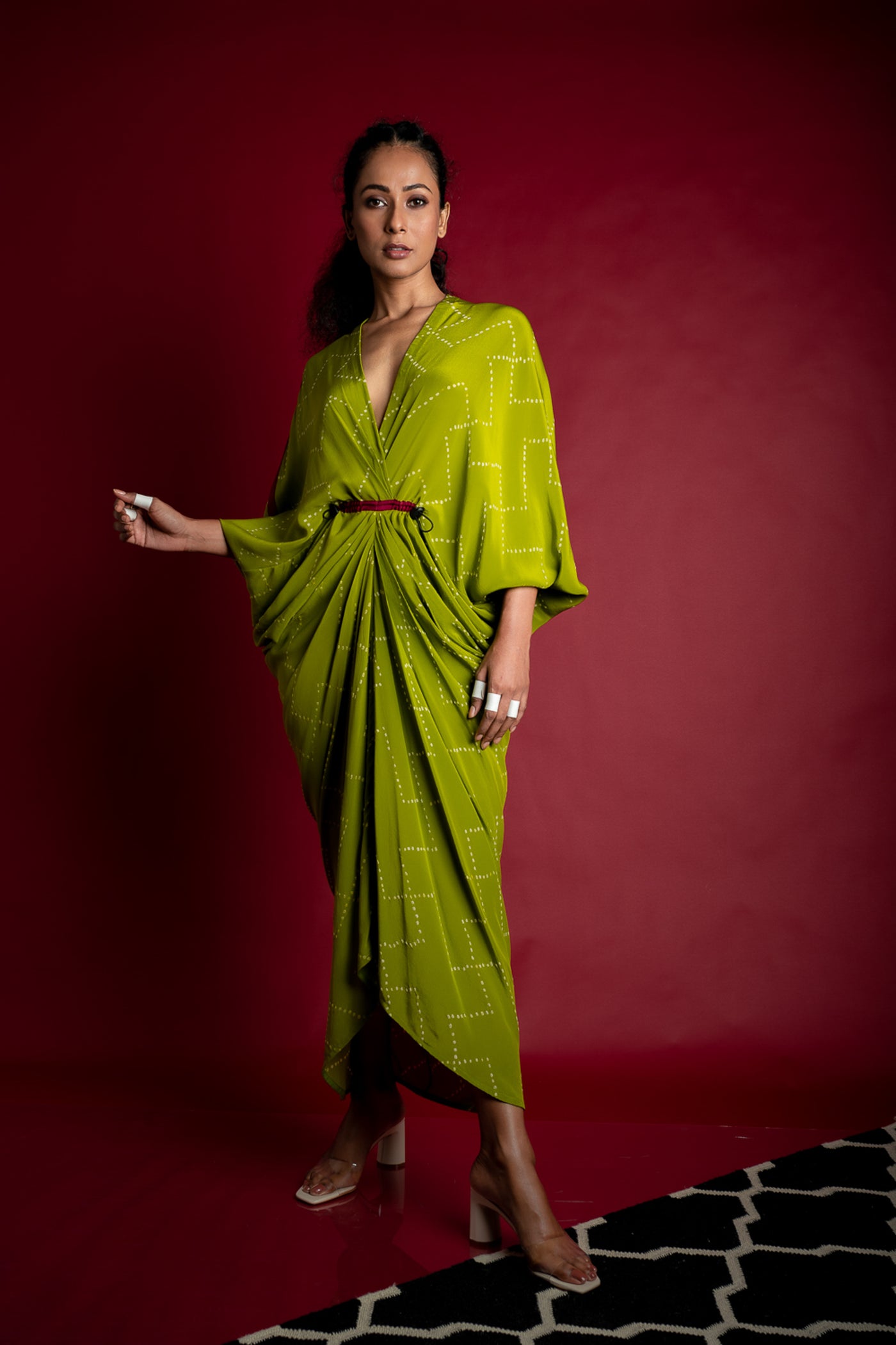 Nupur Kanoi Drawstring Kite Dress Pista Green Online Shopping Melange Singapore Indian Designer Wear