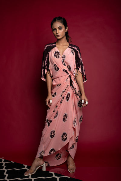 Nupur Kanoi Gather KK Dress Old-rose and Brown Online Shopping Melange Singapore Indian Designer Wear
