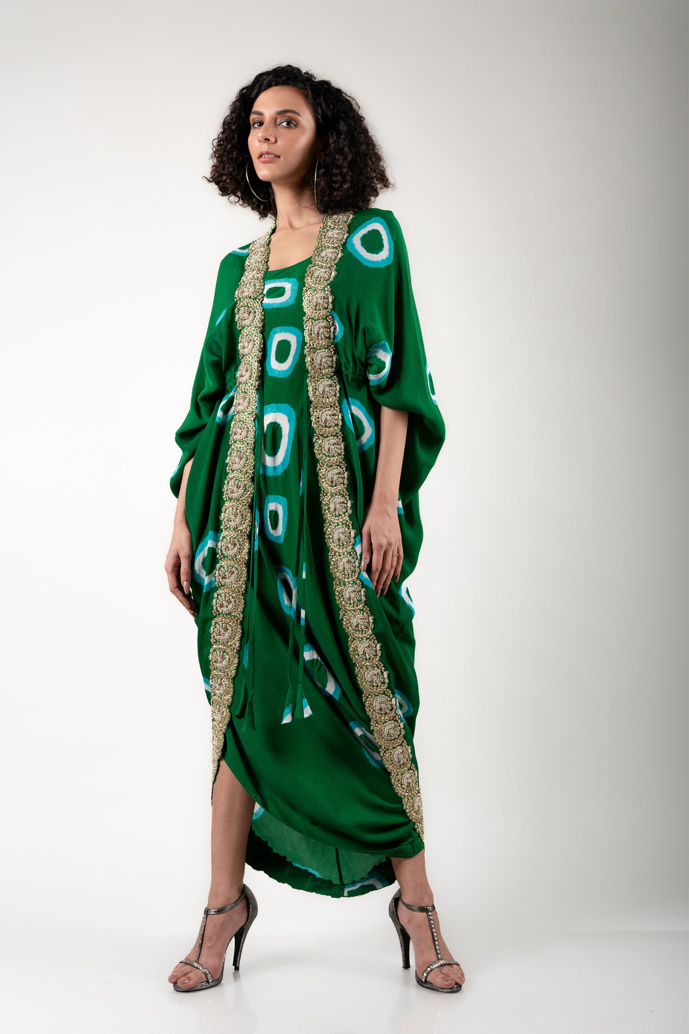 Nupur Kanoi Jacket With Dress Set green off white festive fusion indian designer wear online shopping melange singapore