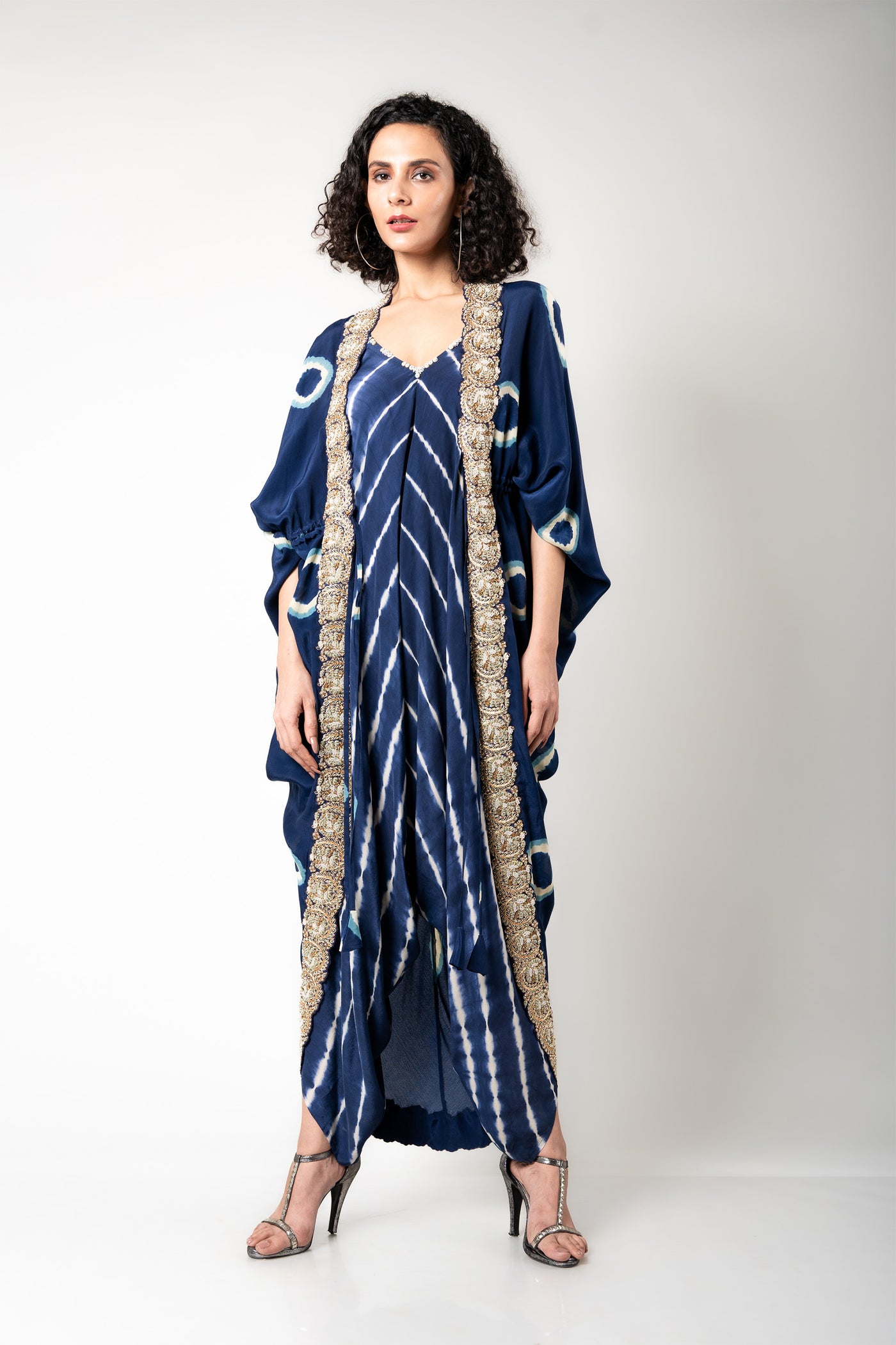 Nupur Kanoi Jacket With Jumpsuit Set blue off white festive fusion indian designer wear online shopping melange singapore