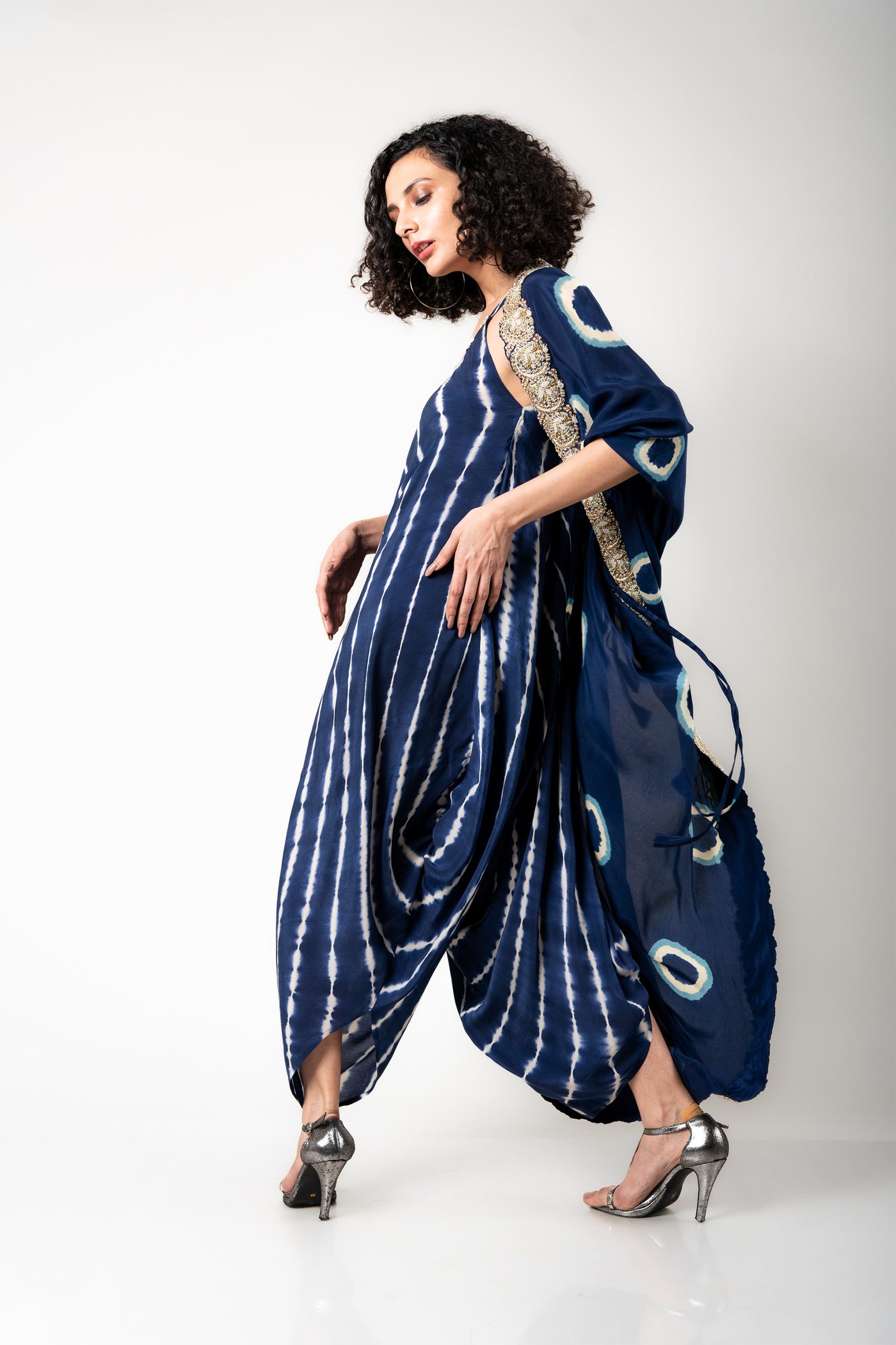 Nupur Kanoi Jacket With Jumpsuit Set blue off white festive fusion indian designer wear online shopping melange singapore
