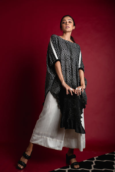 Nupur Kanoi Kaftan Kurta With Lungi Set Red and Off-white Online Shopping Melange Singapore Indian Designer Wear
