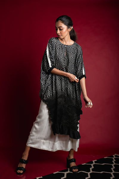 Nupur Kanoi Kaftan Kurta With Lungi Set Red and Off-white Online Shopping Melange Singapore Indian Designer Wear
