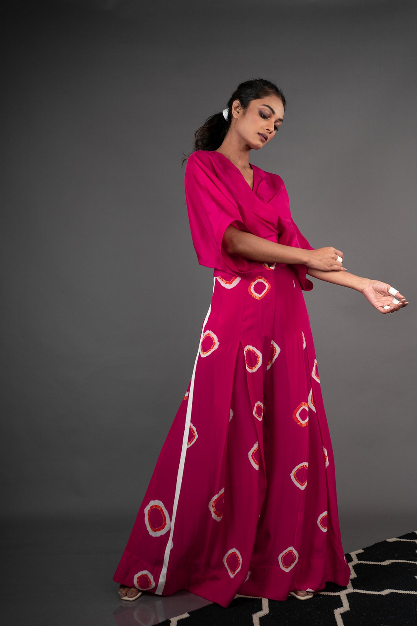 Nupur Kanoi Kaftan Top With Pleated Pant Rani, Orange and Off-white Online Shopping Melange Singapore Indian Designer Wear