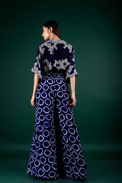 Nupur Kanoi  Kaftan Top & A-line Pants Set blue off white festive fusion indian designer wear online shopping melange singapore