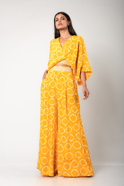 Nupur Kanoi Kaftan Top & A-line Pants Set mustard festive fusion indian designer wear online shopping melange singapore