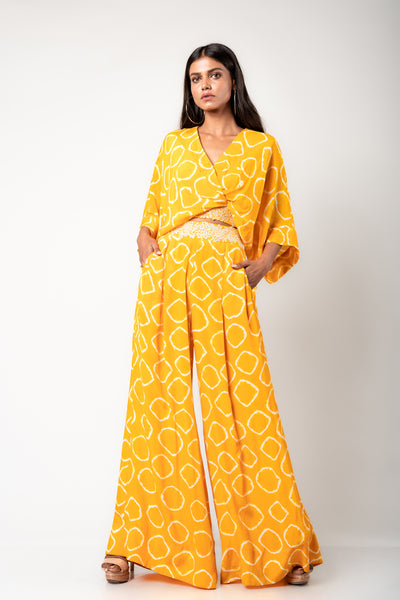 Nupur Kanoi Kaftan Top & A-line Pants Set mustard festive fusion indian designer wear online shopping melange singapore