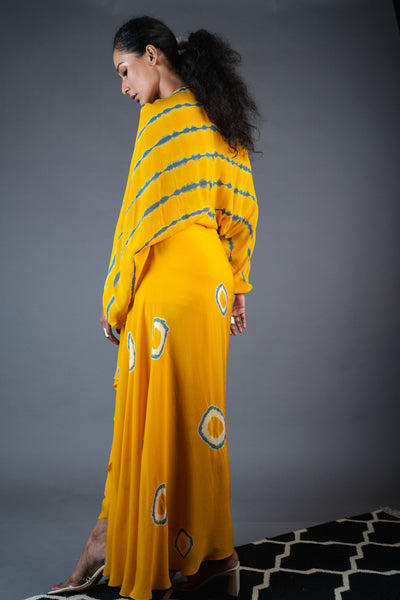 Nupur Kanoi Kite Wrap Dress Mustard and GreyOnline Shopping Melange Singapore Indian Designer Wear