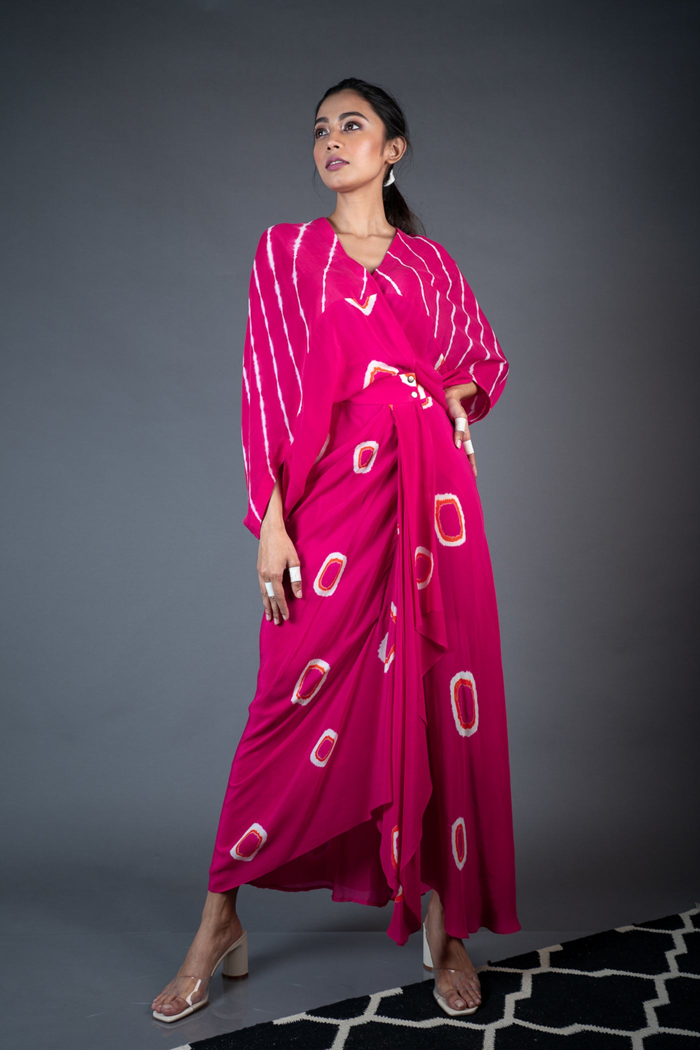 Nupur Kanoi Kite Wrap Dress Rani, Orange and Off-white Online Shopping Melange Singapore Indian Designer Wear