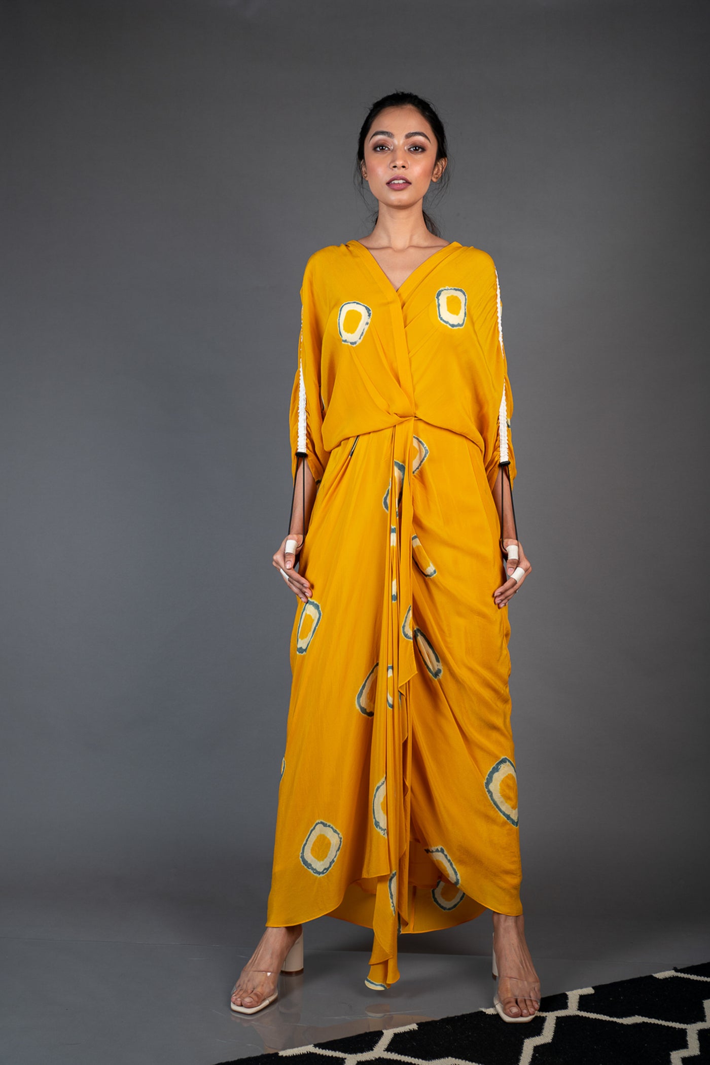 Nupur Kanoi KK Wrap Dress Mustard and Grey Online Shopping Melange Singapore Indian Designer Wear