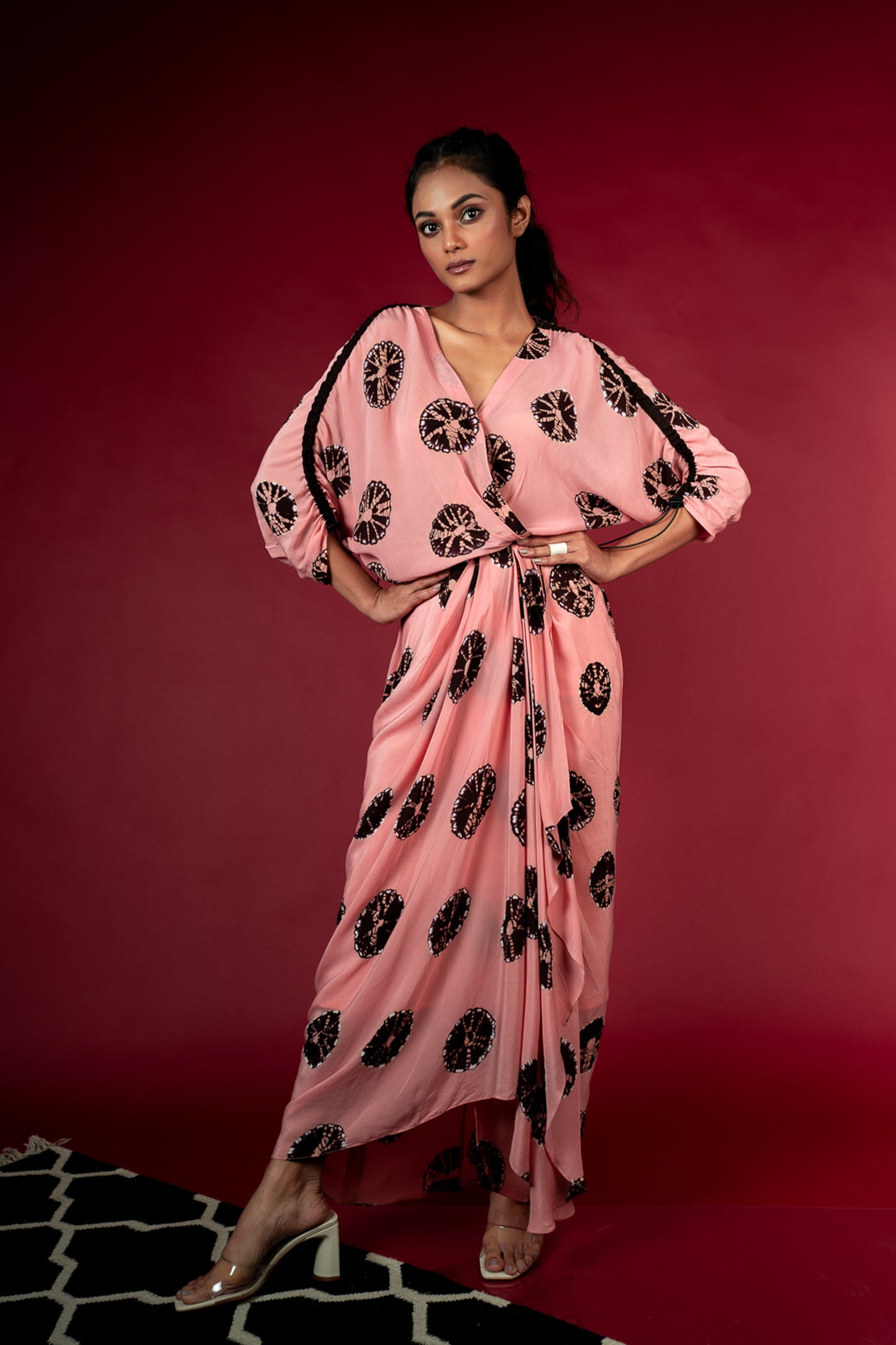 Nupur Kanoi KK Wrap Dress Old-rose and Brown Online Shopping Melange Singapore Indian Designer Wear