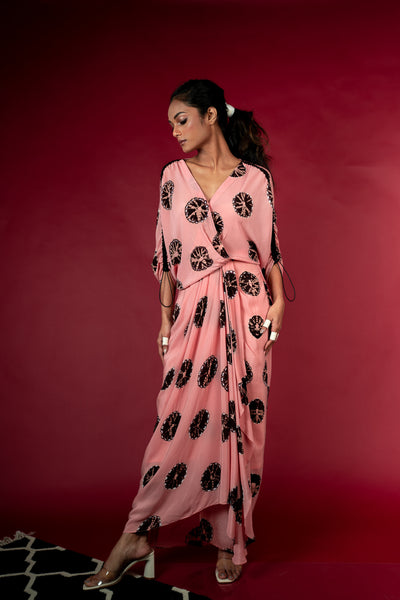 Nupur Kanoi KK Wrap Dress Old-rose and Brown Online Shopping Melange Singapore Indian Designer Wear