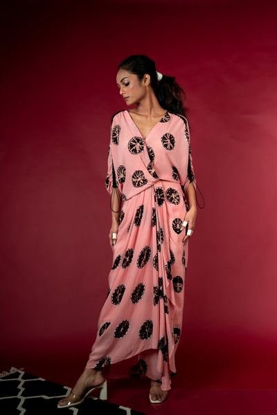 Nupur Kanoi KK Wrap Dress Old-rose and Brown Online Shopping Melange Singapore Indian Designer Wear