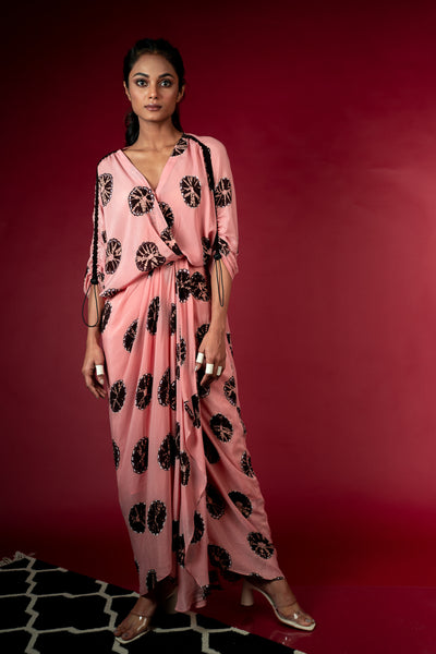 Nupur Kanoi KK Wrap Dress Old-rose and Brown Online Shopping Melange Singapore Indian Designer Wear