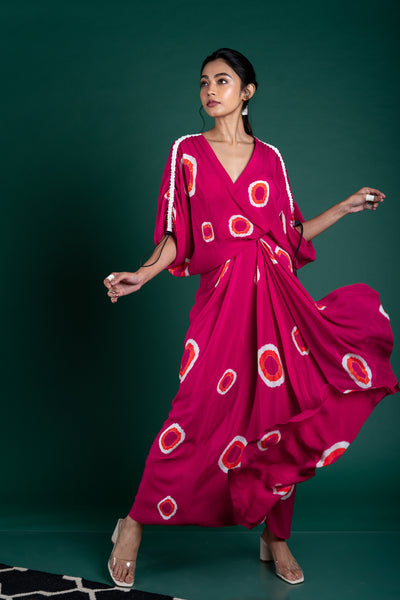 Nupur Kanoi KK Wrap Dress Rani, Orange and Off-white Online Shopping Melange Singapore Indian Designer Wear