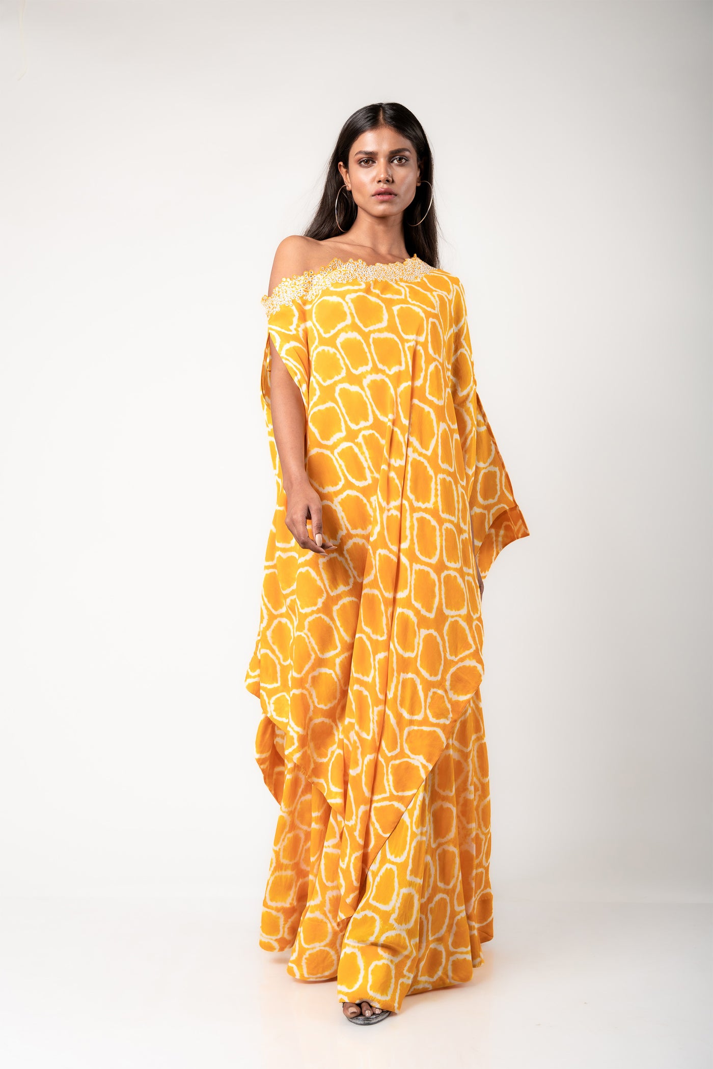 Nupur Kanoi Off-shoulder Cape & Gharara Set mustard festive fusion indian designer wear online shopping melange singapore