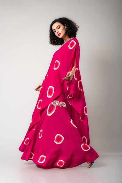 Nupur Kanoi Off-shoulder Cape & Gharara Set rani orange  festive fusion indian designer wear online shopping melange singapore