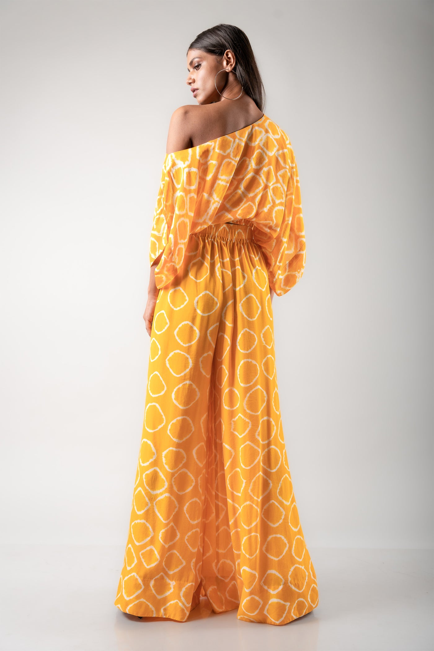 Nupur Kanoi Off-shoulder Top & A-line Pants Set mustard festive fusion indian designer wear online shopping melange singapore