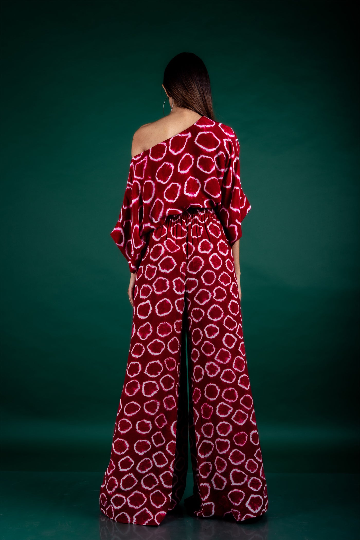 Nupur Kanoi Off-shoulder Top & Pants Set burgundy off white festive fusion indian designer wear online shopping melange singapore