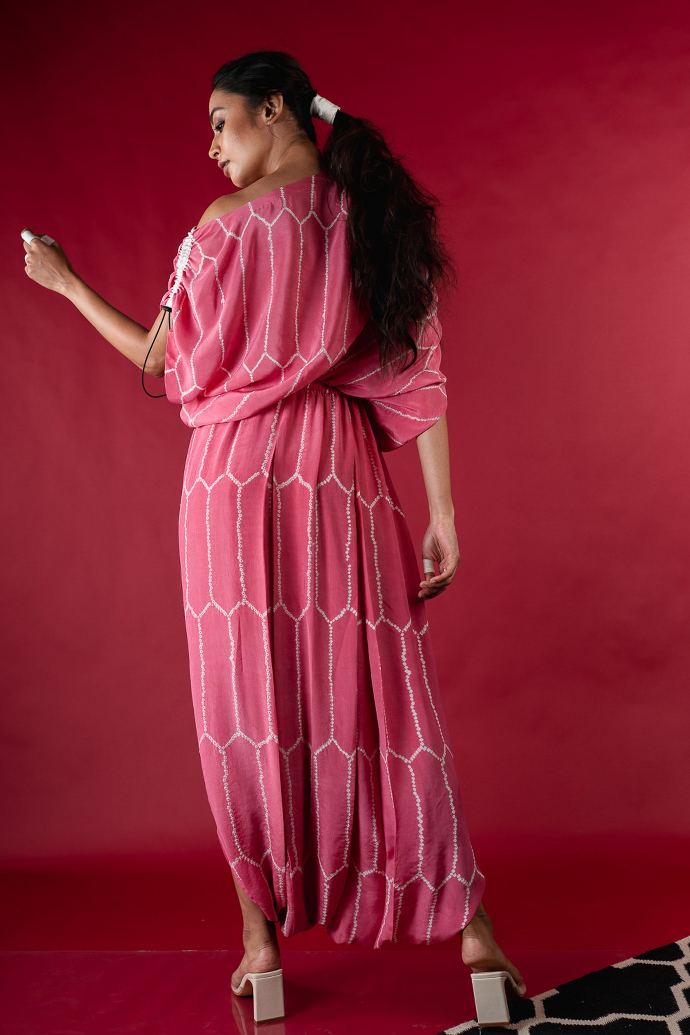 Nupur Kanoi Off Shoulder Dhoti Jumpsuit Old-rose Online Shopping Melange Singapore Indian Designer Wear
