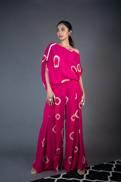 Nupur Kanoi Off Shoulder Top With Box Pleated Pant Rani, Orange and Off-white Online Shopping Melange Singapore Indian Designer Wear