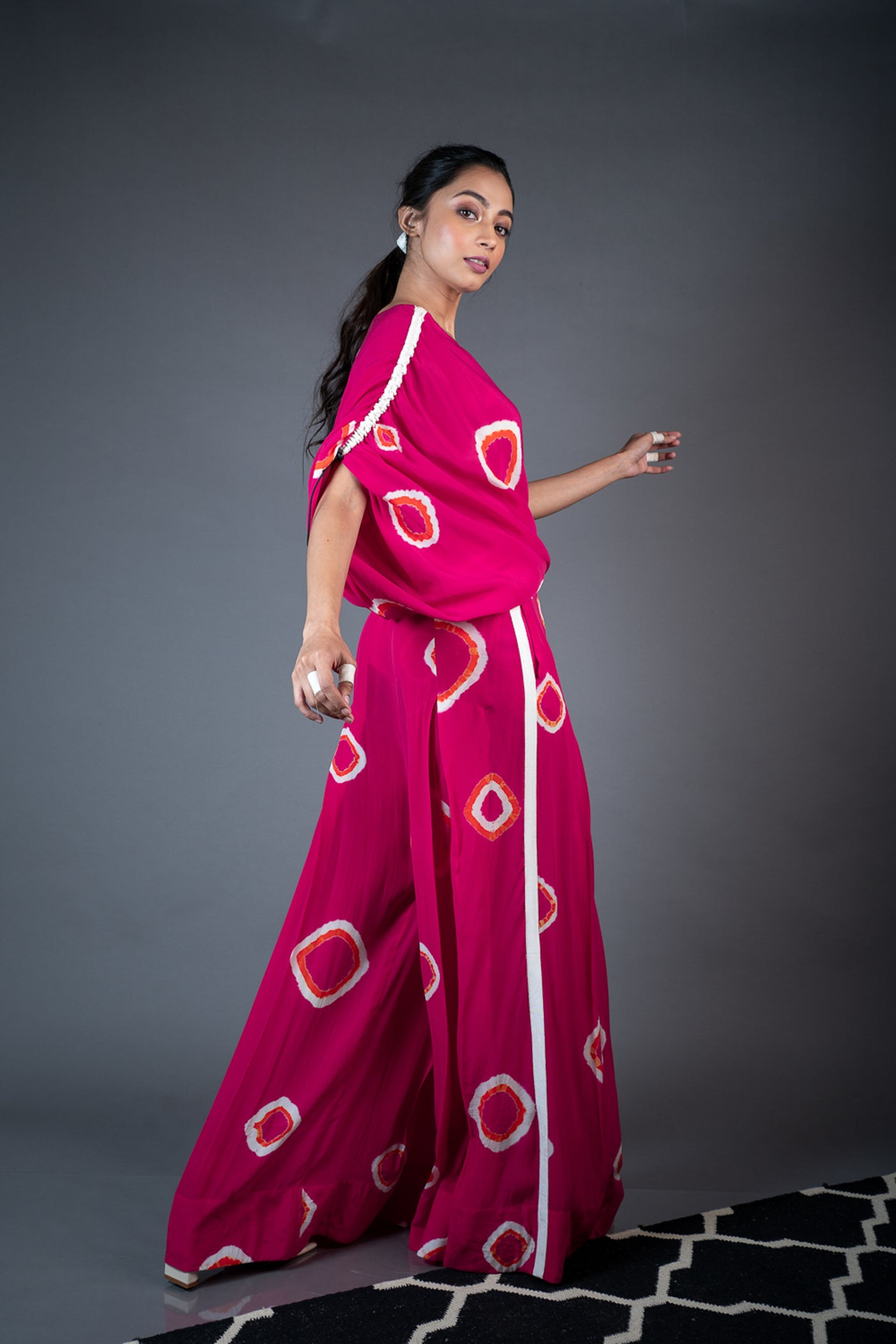 Nupur Kanoi Off Shoulder Top With Box Pleated Pant Rani, Orange and Off-white Online Shopping Melange Singapore Indian Designer Wear
