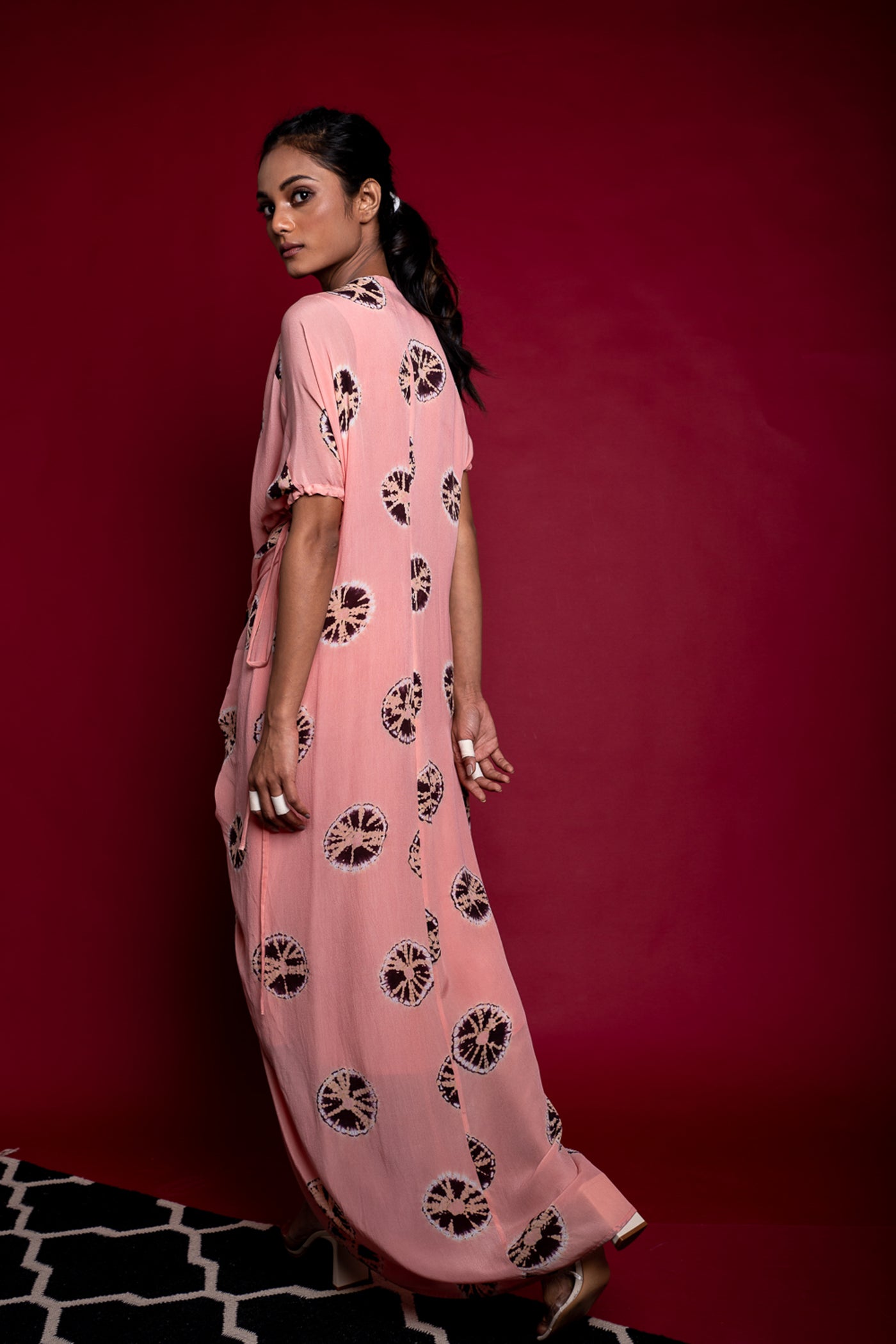 Nupur Kanoi Old H/H Dress Old-rose and Brown Online Shopping Melange Singapore Indian Designer Wear