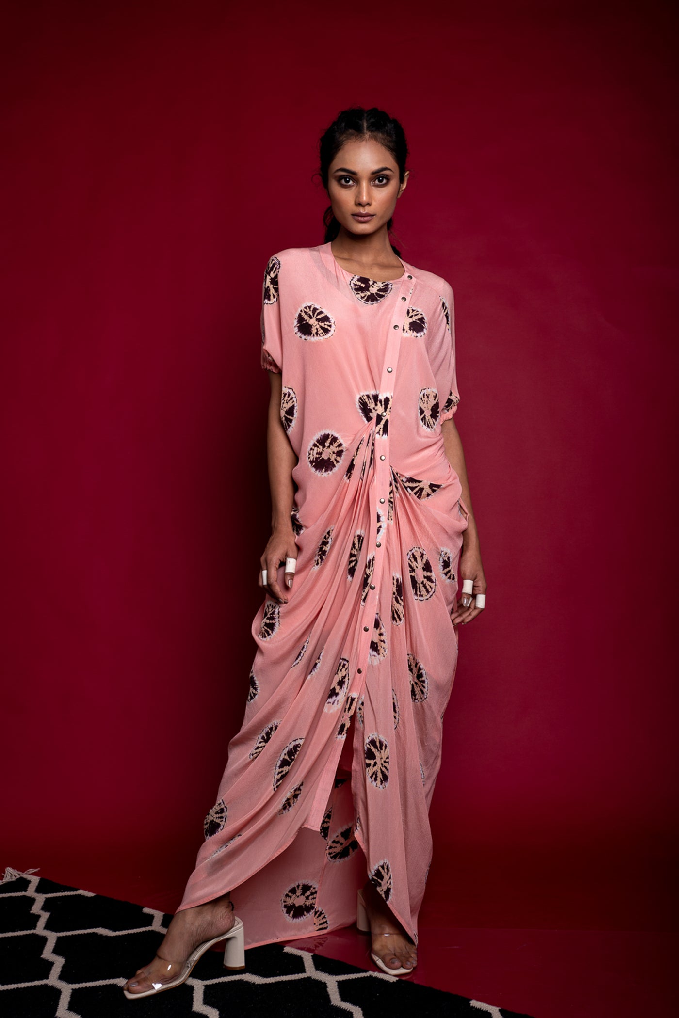 Nupur Kanoi Old H/H Dress Old-rose and Brown Online Shopping Melange Singapore Indian Designer Wear